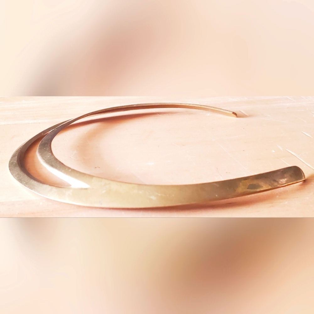 Vintage Solid Brass Double Layer Choker Necklace. - image 3